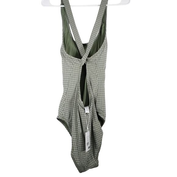 New Andie Swim Women’s Tulum One Swimsuit Seagrass Houndstooth Large $112 2249 - Picture 3 of 11